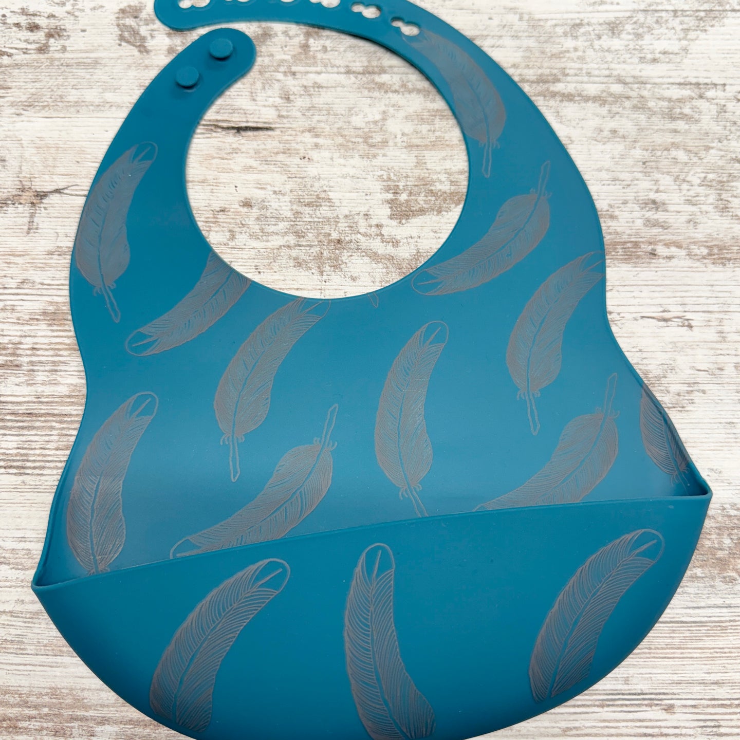 Silicone Bib | Teal Feather